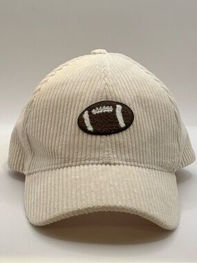 David and Young Cream Corduroy Baseball Cap with Brown Football Patch